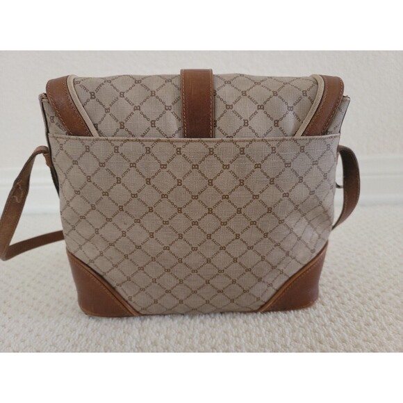 Vintage Bally Logo Canvas Print & Brown Leather handbag shoulder bag ITALY - Picture 5 of 15